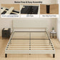 King Size Bed Frame with Adjustable Upholstered Headboard Platform Bed Frame Wood Slat Support Noise Free Light Grey