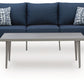 Gali - Gray / Blue - Sofa / Chairs / Table Set (Set of 4)