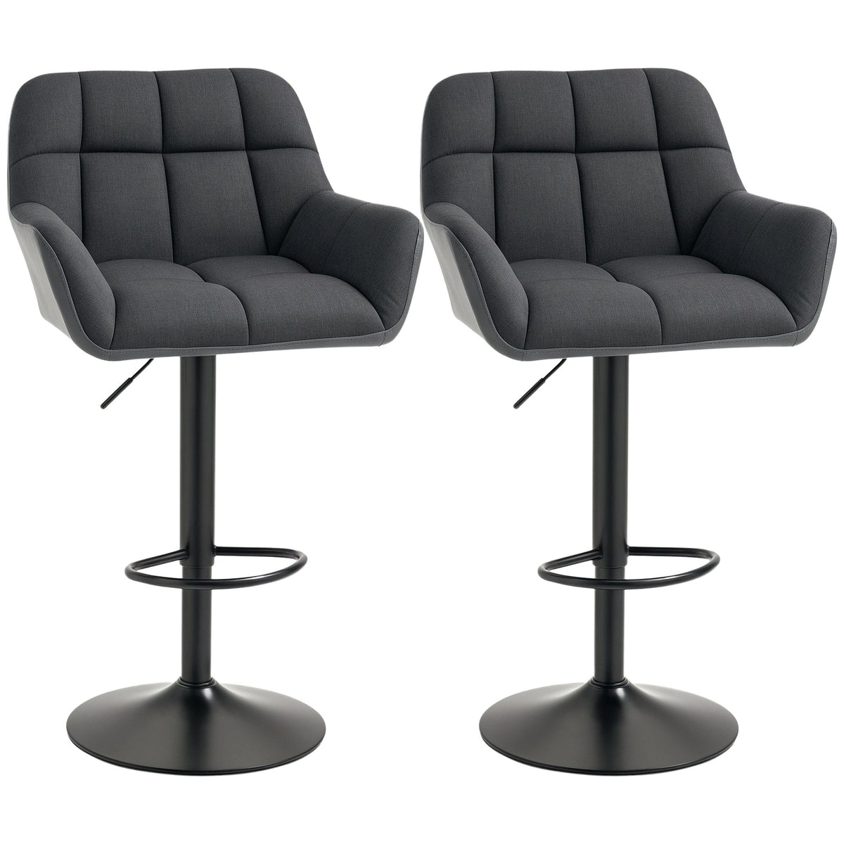 Swivel PU Leather Bar Stools Set of 2 - Black