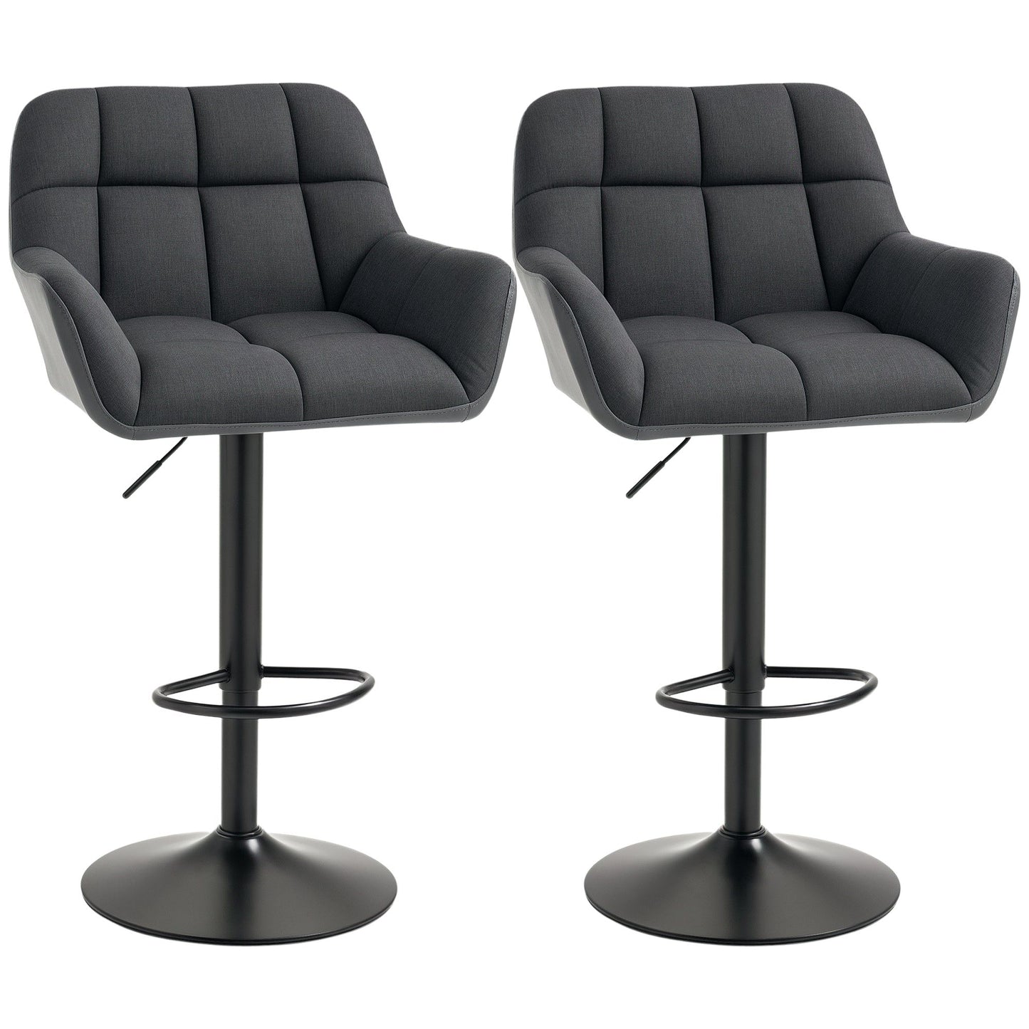 Swivel PU Leather Bar Stools Set of 2 - Black