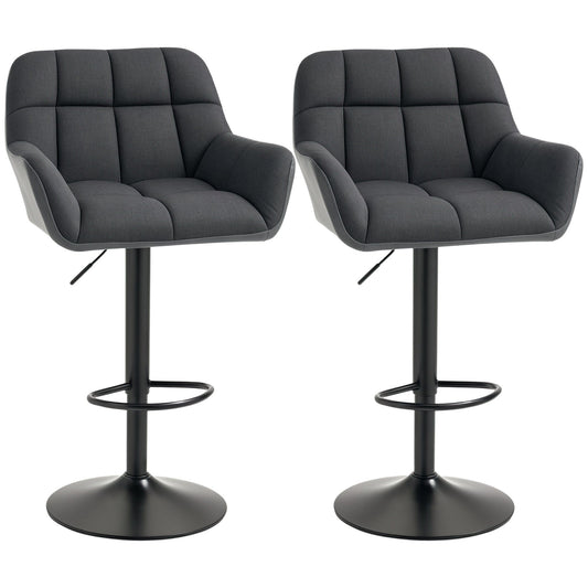 Swivel PU Leather Bar Stools Set of 2 - Black