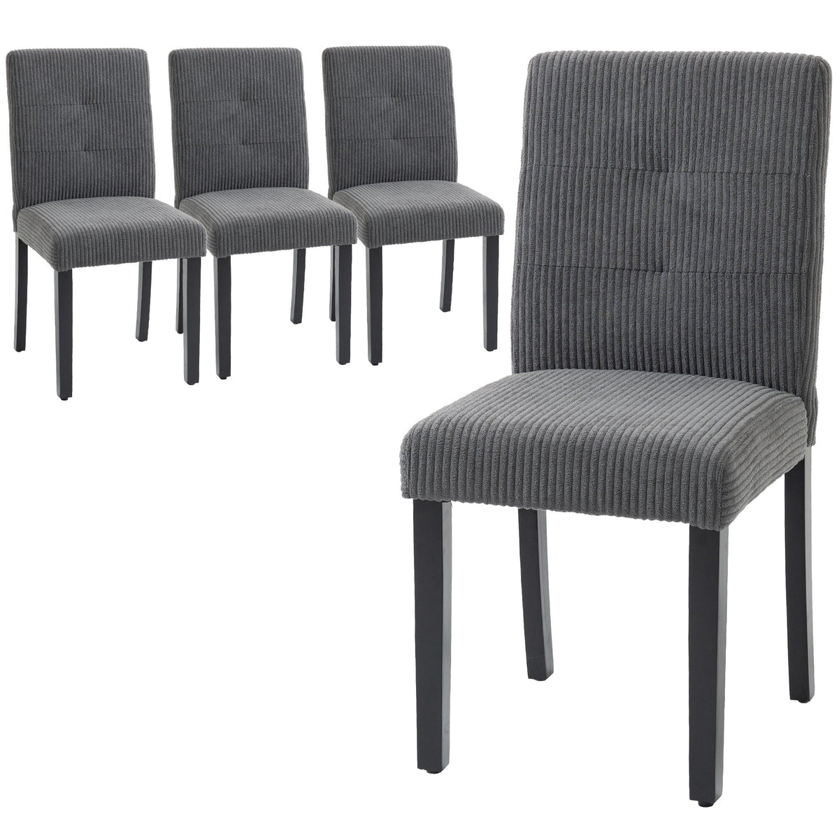Dining Chairs Set of 4 with Padded Seat - Dark Grey