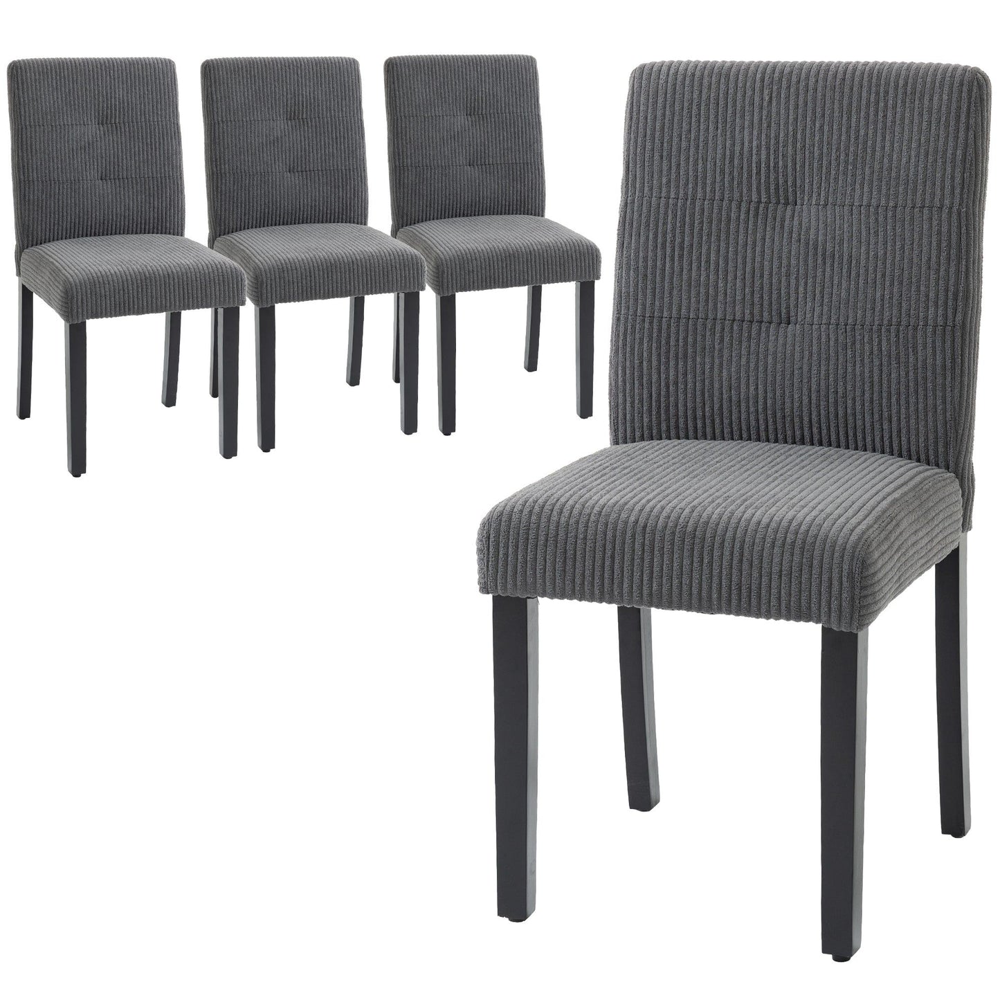Dining Chairs Set of 4 with Padded Seat - Dark Grey