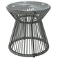 Round End Table, Rattan Side Table, Hollow Drum Design Coffee Table w/ Glass Top for Patio, Garden, Balcony, Dark Grey