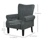 Fabric Armchair, Modern Accent Chair with Wood Legs for Living Room, Bedroom, Home Office, Dark Grey