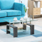 2-Tier Glass Coffee Table with Storage - Grey