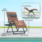 Padded Folding Recliner Chair, Patio Lounger with Cupholder, Adjustable Backrest, Removable Cushion, Khaki