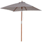 6.6 x 5ft Fir Wooden Patio Umbrella Market Parasol Tilt Mechanism 6 Ribs Garden Sunshade, Grey