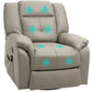8-Point Vibration Massage Recliner Chair for Living Room, PU Leather 360° Swivel Manual Reclining Sofa Rocking Chair with Remote Control, Side Pockets, Grey