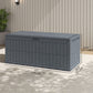 100 Gallon Resin Deck Box, Waterproof Lockable Outdoor Storage Box with Pneumatic Gas Rods, Side Handles