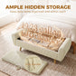 Storage Ottoman, 59" Corduroy End of Bed Storage Bench for King Size Bed with Wooden Legs and Rolled Arms, Beige