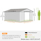 11.2ft x 12.5ft Practical Backyard Garden Storage Tool Shed 4 Ventilation Slots Double Sliding Door, Grey