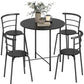 5 Piece Dining Table Set, Space Saving Round Dining Set for 4 with Metal Frame for Small Spaces, Black Wood Grain