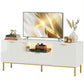 Modern TV Console for TVs up to 60 Inch, Entertainment Center with Smart RGB LED Lights and Soft Close Doors, White