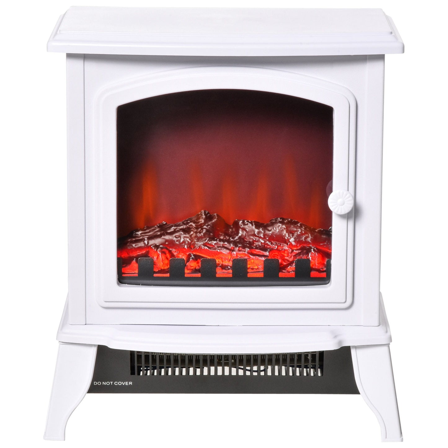 Electric Fireplace Heater, Freestanding Fireplace Stove with Realistic Flame Effect, Overheat Safety Protection, 750W/1500W, White