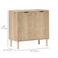 Accent Cabinet with Doors & Adjustable Shelf, Freestanding Console Cabinet with Wood Legs, Elevated Base for Living Room, Oak