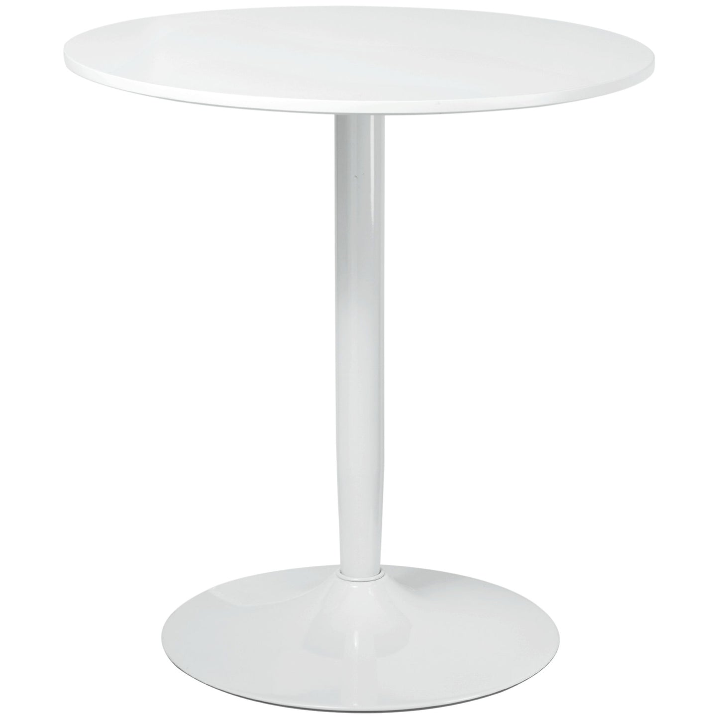 Modern Kitchen Table for 2 people, Round Dining Table with Steel Base for Living Room, Dining Room, White
