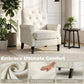 Accent Chair, Mid-Century Modern Armchair with Thick Padded Seat, Spring Cushion, Solid Wood Legs, Cream White
