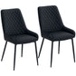 Set of 2 Tufted Dining Chairs with Steel Legs - Black