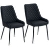 Set of 2 Tufted Dining Chairs with Steel Legs - Black