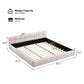 King-Size Chenille Upholstered Bed with Checkerboard Headboard, Durable Bed Frame for Homes and Families, 88'' L x 82.5'' W x 24.5'' H, Beige