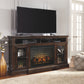 Roddinton - Dark Brown - 2 Pc. - 74" TV Stand With Electric Infrared Fireplace Insert