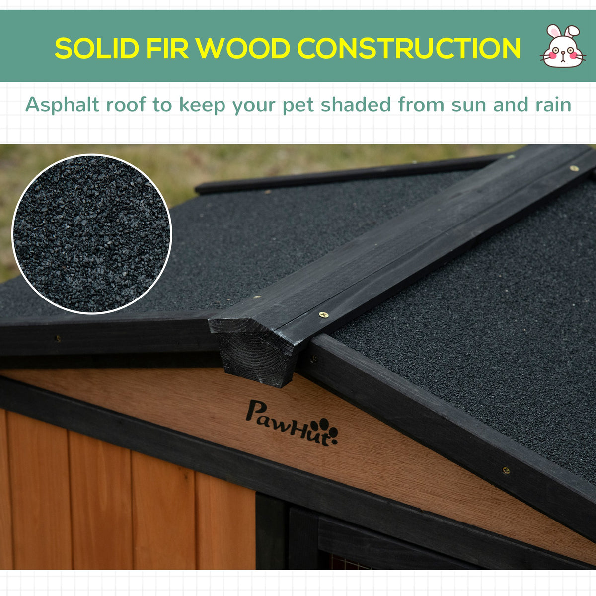 69" Black Wooden Rabbit Hutch with Run & Ramp