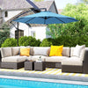 10' Deluxe Patio Umbrella, Outdoor Market Parasol, Banana Hanging Offset Sunshade with Crank, Cross Base, Blue