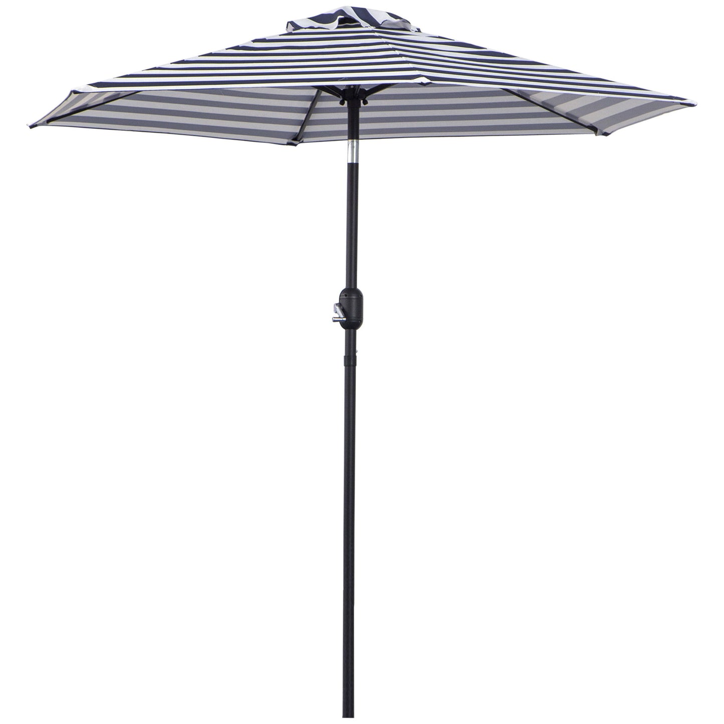 Patio Sun Umbrella, Outdoor Parasol with 6 Ribs, Blue Stripes