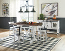 6 Pc. Table, 4 Upholstered Swivel Barstools, Server