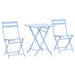 3 Pieces Garden Bistro Coffee Set Foldable Patio Chair & Square Table for Outdoor Yard Porch Poolside Balcony Blue