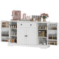 Farmhouse Buffet Sideboard with Barn Doors - White