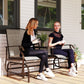 Patio Glider Rocking Chair 2 Person Outdoor Loveseat Rocker Garden Furniture Bench, Flaxen
