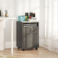 24" Filing Cabinet with Open Compartment, Lockable Drawer and Wheels, Home Office Storage Cabinet, Distressed Grey