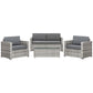 4 Pieces Patio Wicker Sofa Set, Outdoor PE Rattan Extra Wide Seat Conversation Furniture w/ Tempered Glass Table-top & Thick Padded Cushion for Garden, Backyard, Lawn, Mixed Grey