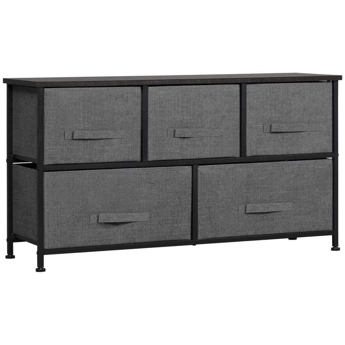 5-Drawer Storage Dresser Tower - Dark Grey