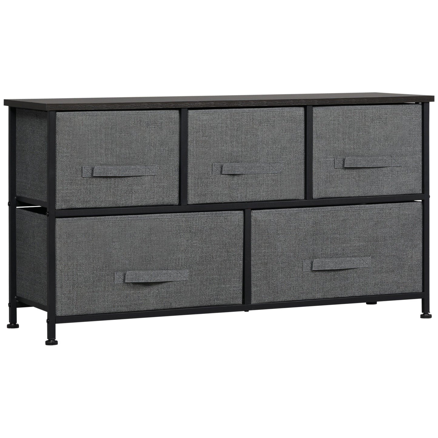 5-Drawer Storage Dresser Tower - Dark Grey