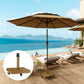57 lbs Metal Square Patio Umbrella Base Holder, Outdoor Umbrella Stand with Wheels, Heavy Duty Patio Umbrella Stand Base for Garden, Poolside, Nature Wood