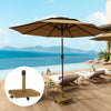 57 lbs Metal Square Patio Umbrella Base Holder, Outdoor Umbrella Stand with Wheels, Heavy Duty Patio Umbrella Stand Base for Garden, Poolside, Nature Wood