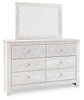 Paxberry - Dresser, Mirror - Medallion Drawer Pulls - Whitewash