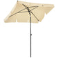 6.5x4ft Rectangle Patio Umbrella Aluminum Tilt Adjustable Garden Parasol Sun Shade Outdoor Canopy Beige