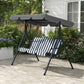 3-Seater Outdoor Porch Swing with Adjustable Canopy, Patio Swing Chair for Garden, Poolside, Backyard, Grey and White