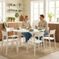 Folding Dining Table for 3-6 People, 47" Round Drop Leaf Kitchen Table with Steel Frame, White