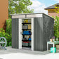 6.5x4FT Galvanised Metal Shed with Foundation Kit, Lockable Garden Tool Storage House with Sliding Doors, Vents, Grey
