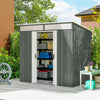 6.5x4FT Galvanised Metal Shed with Foundation Kit, Lockable Garden Tool Storage House with Sliding Doors, Vents, Grey