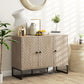 Modern Sideboard, Buffet Cabinet with Adjustable Shelves, 3 Chevron Doors for Living Room, Hallway, Oak Wood Grain