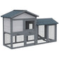 Wood Rabbit Hutch Backyard Bunny Cage Small Animal House Asphalt Roof w/ Ramp and Outdoor Run Dark Grey