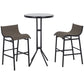 3pcs Patio Bar Set, Outdoor Bistro Set with 2 Bar Stools and 1 Tempered Glass Bar Table, Dining Chat Set, Tan