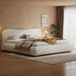 King Size Platform Bed with Smooth Curved Headboard, Plywood Frame, Upholstered Bed with Reinforced Slats, 86'' L x 80'' W x 34'' H, White
