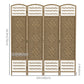 4 Panel Folding Room Divider, Portable Privacy Screen, Wave Fiber Room Partition for Home Office, Natural